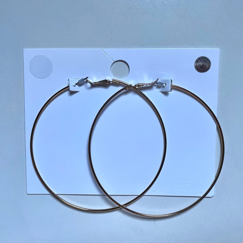 Gold Forever 21 Hoop Oversized Earrings